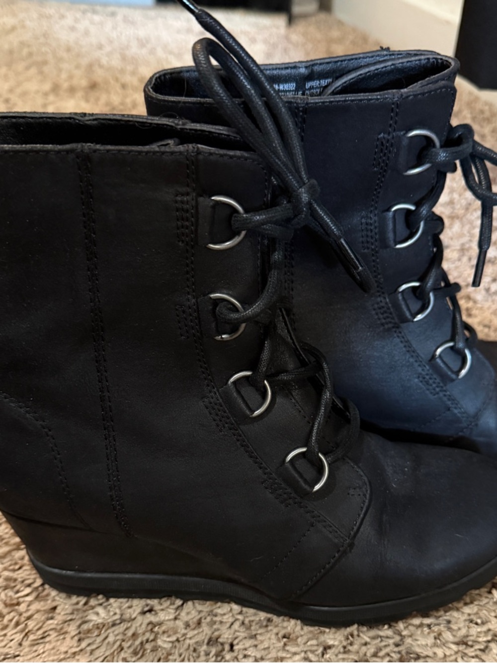 White Mountain Women's Black Lace-Up Wedge Ankle Boots